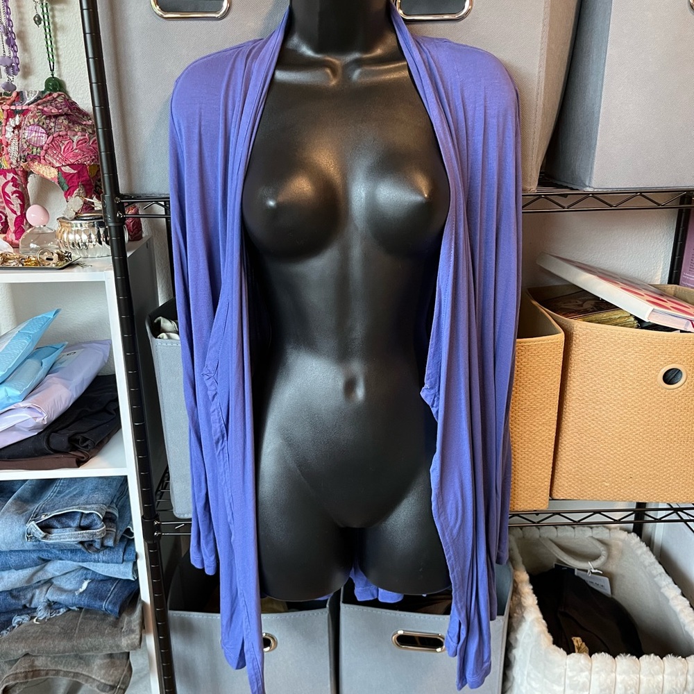 Open-Front Draped Cardigan in Violet